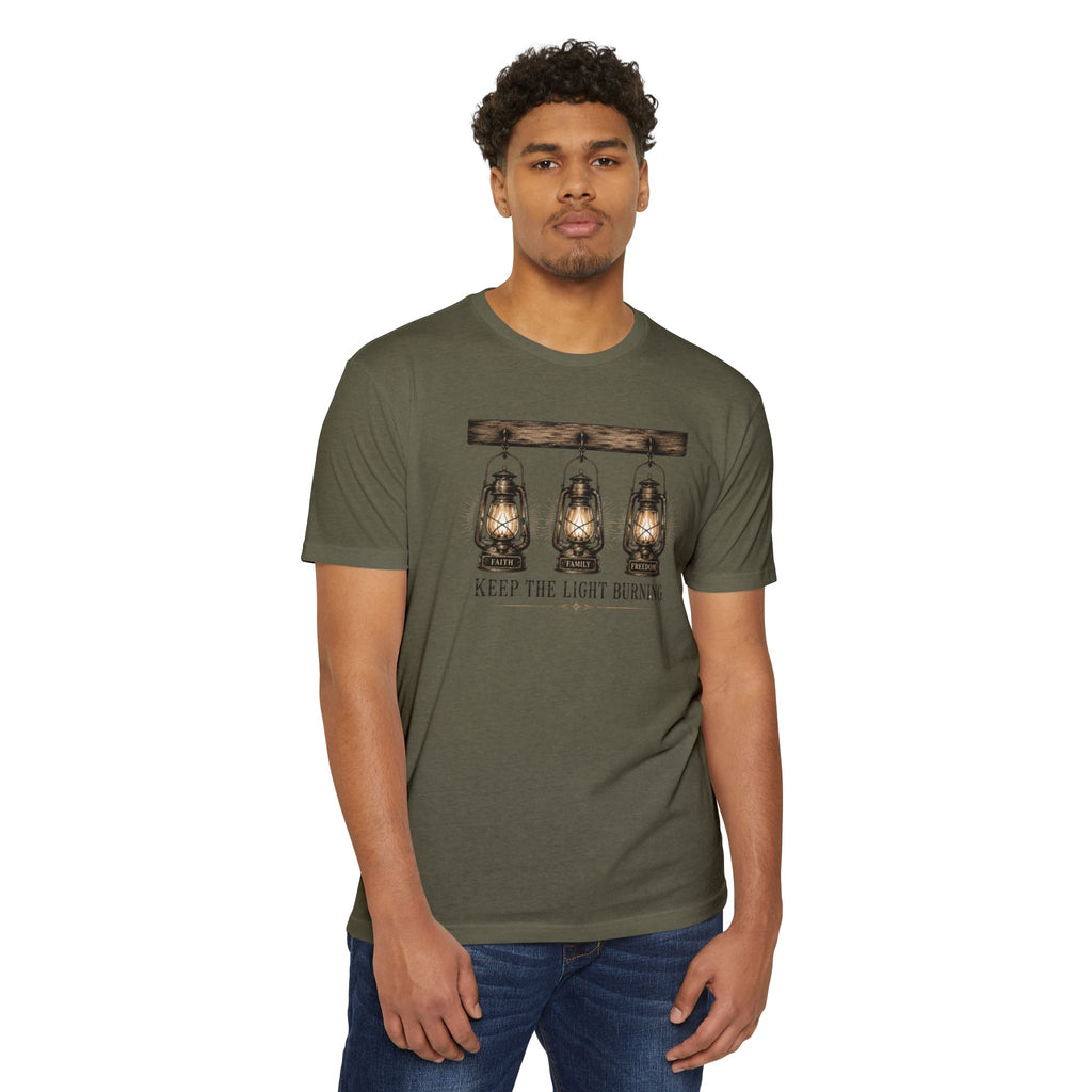 Keep The Light Burning T-Shirt — Vintage Lantern Graphic Tee