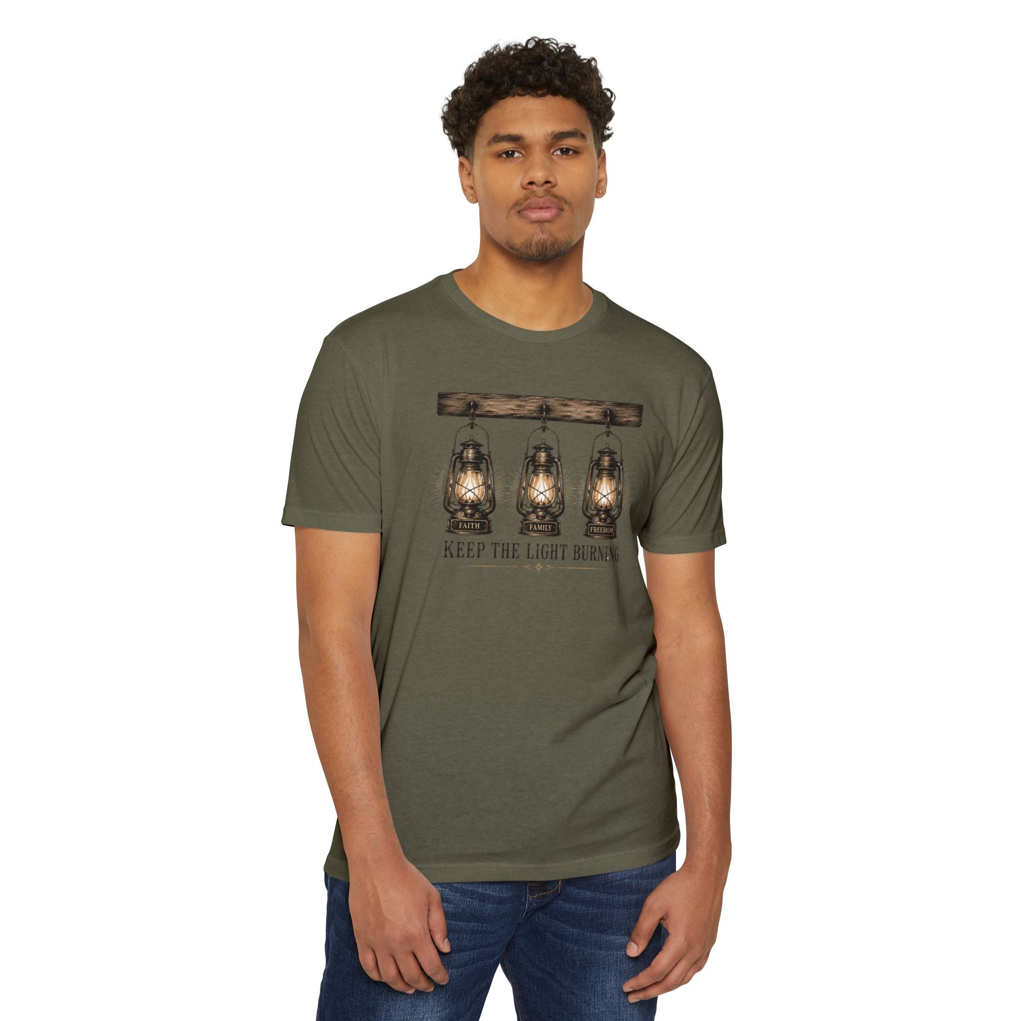 Keep The Light Burning T-Shirt — Vintage Lantern Graphic Tee