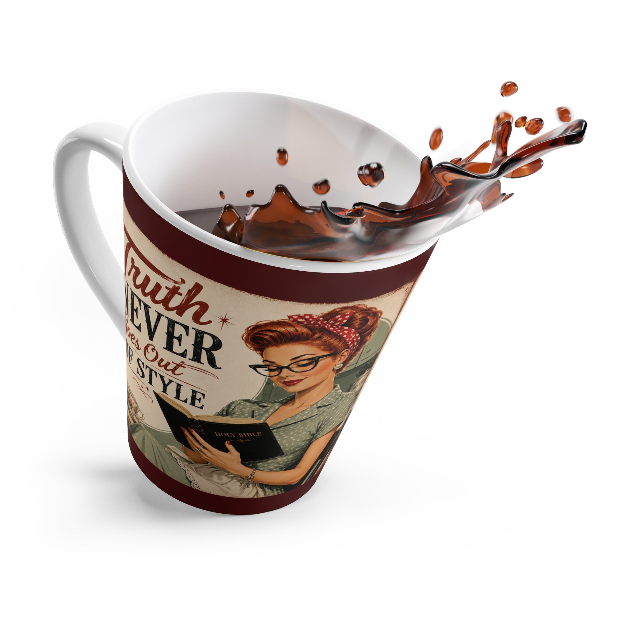 Latte Mug — Retro 'Truth Never Goes Out of Style' Vintage Style Coffee Cup | Redhead