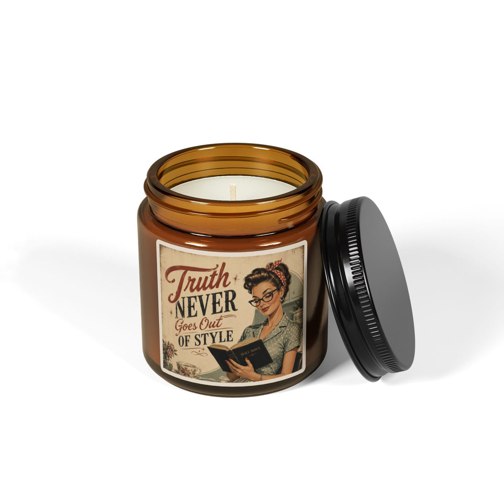 Vintage 'Truth Never Goes Out of Style' Scented Soy Candle – Amber Jar | Brunette