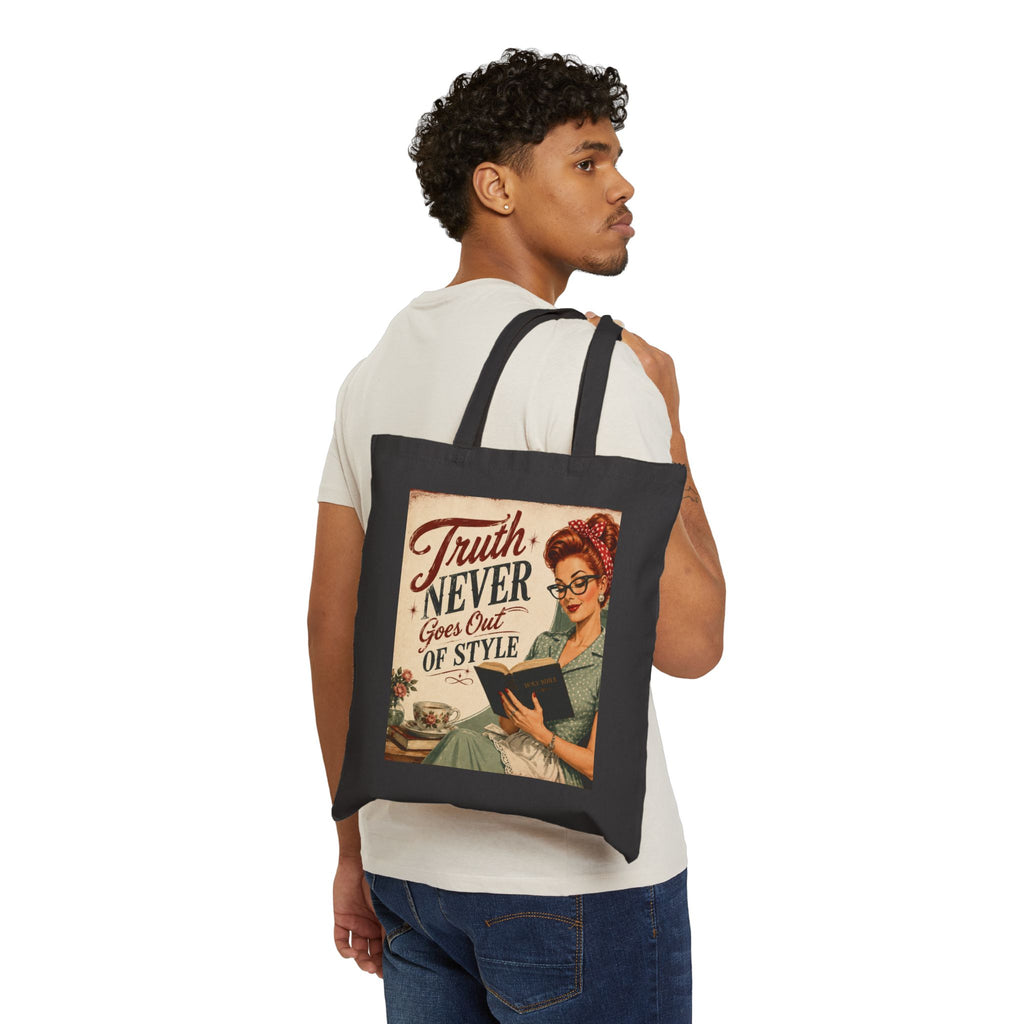 Tote Bag - Vintage 'Truth Never Goes Out of Style' Retro Reader Canvas Tote | Redhead