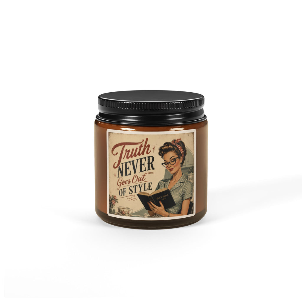 Vintage 'Truth Never Goes Out of Style' Scented Soy Candle – Amber Jar | Brunette