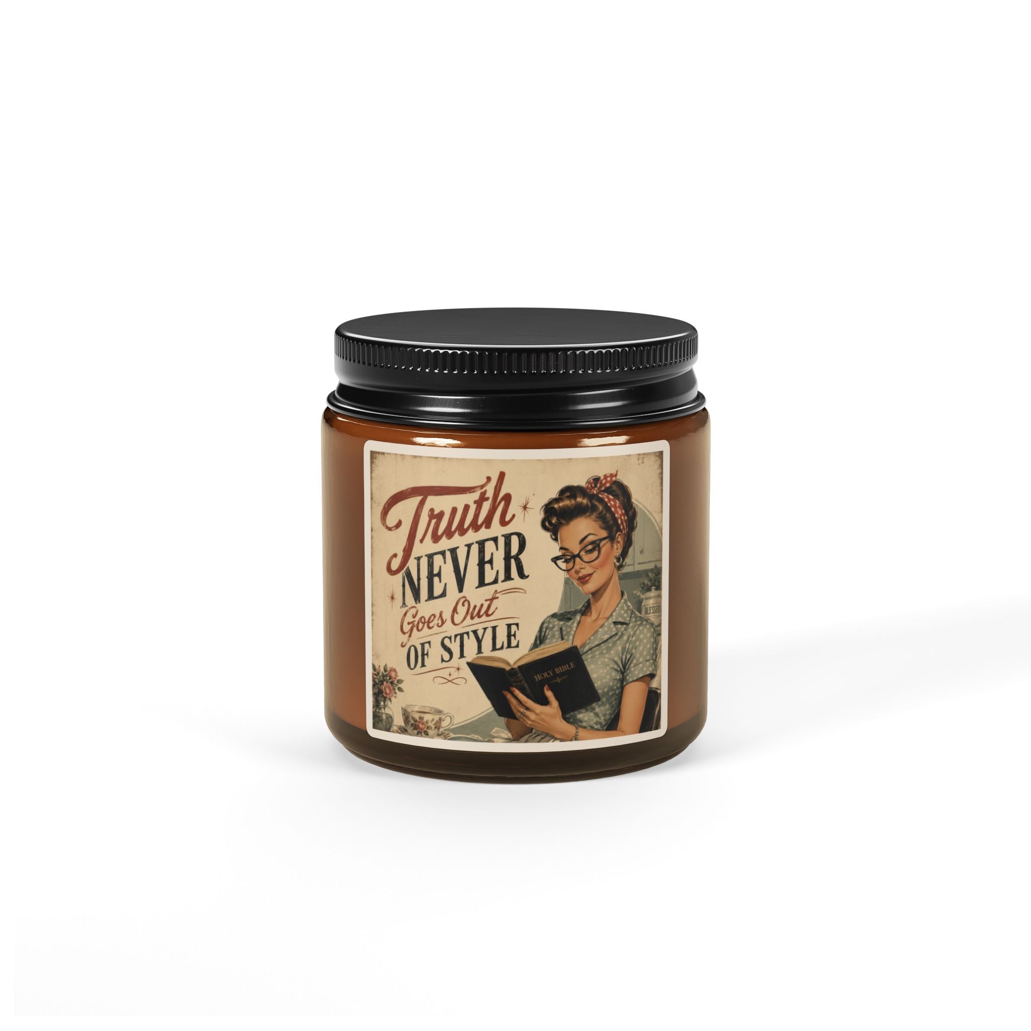 Vintage 'Truth Never Goes Out of Style' Scented Soy Candle – Amber Jar | Brunette