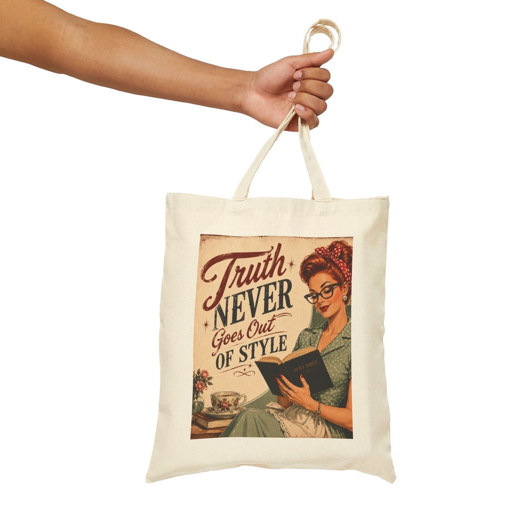 Tote Bag - Vintage 'Truth Never Goes Out of Style' Retro Reader Canvas Tote | Redhead