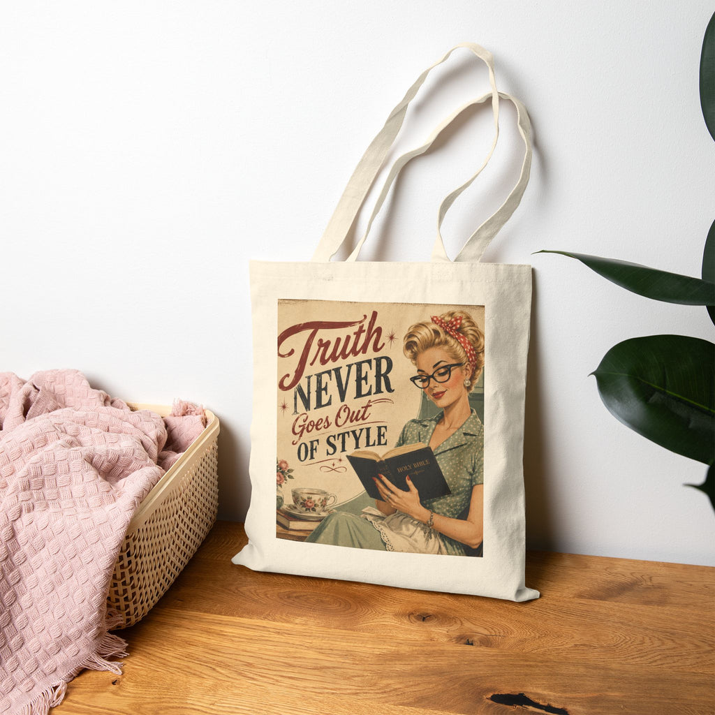 Tote Bag - Vintage 'Truth Never Goes Out of Style' Retro Reader Canvas Tote | Blonde