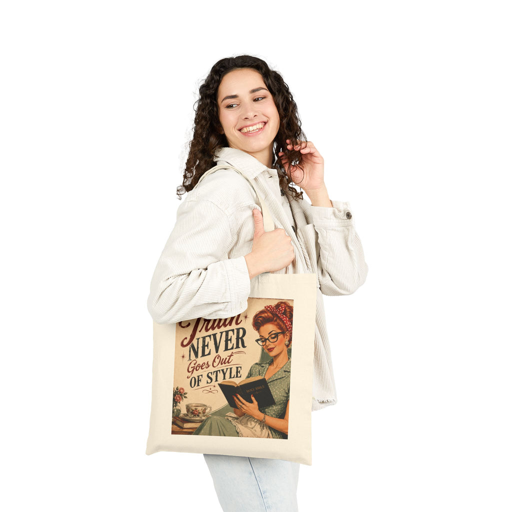 Tote Bag - Vintage 'Truth Never Goes Out of Style' Retro Reader Canvas Tote | Redhead
