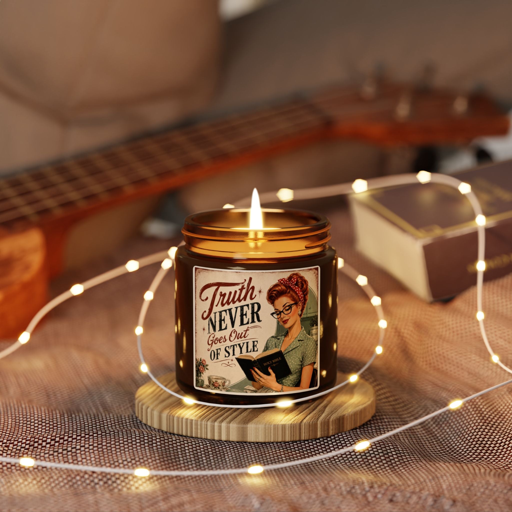 Vintage 'Truth Never Goes Out of Style' Scented Soy Candle – Amber Jar | Redhead