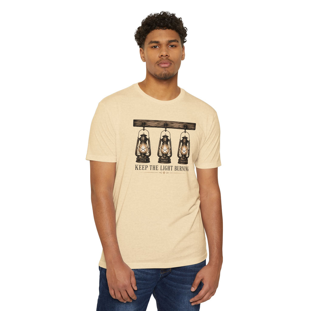 Keep The Light Burning T-Shirt — Vintage Lantern Graphic Tee