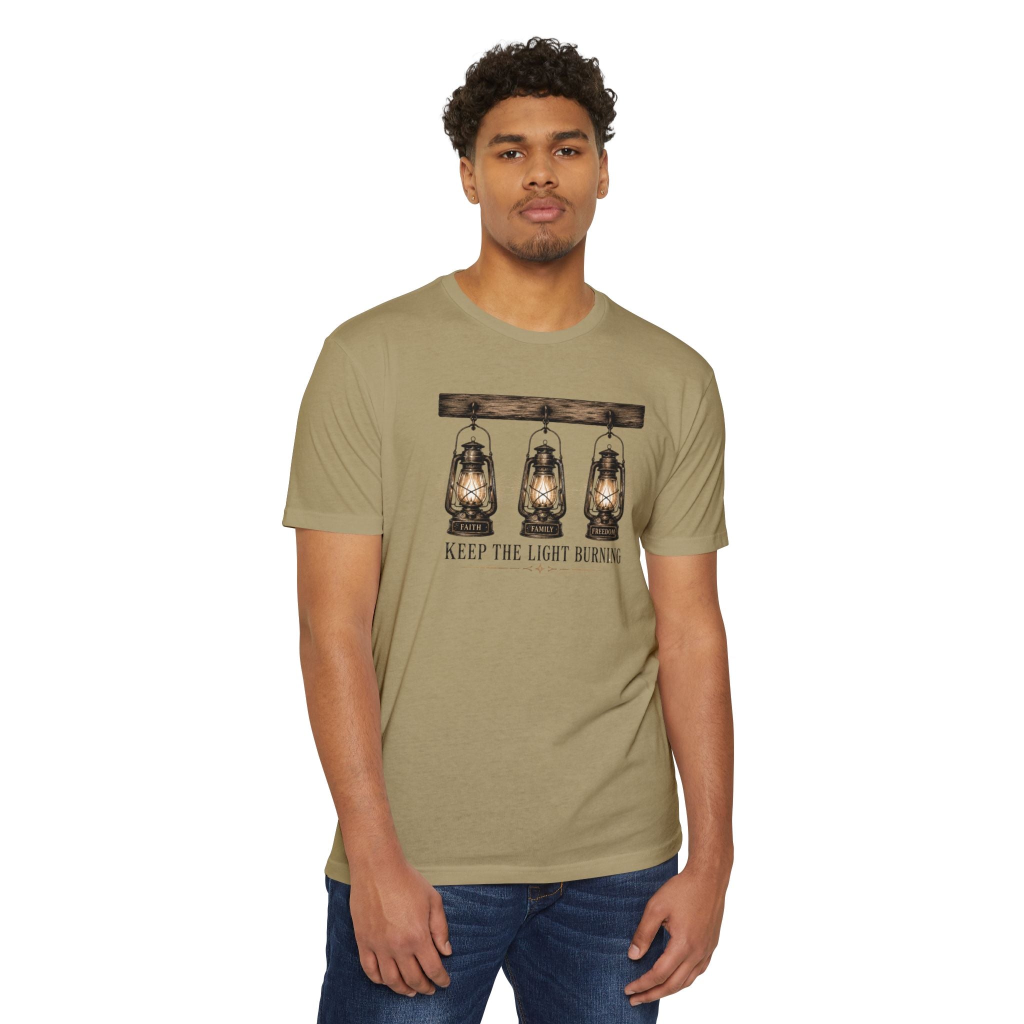 Keep The Light Burning T-Shirt — Vintage Lantern Graphic Tee