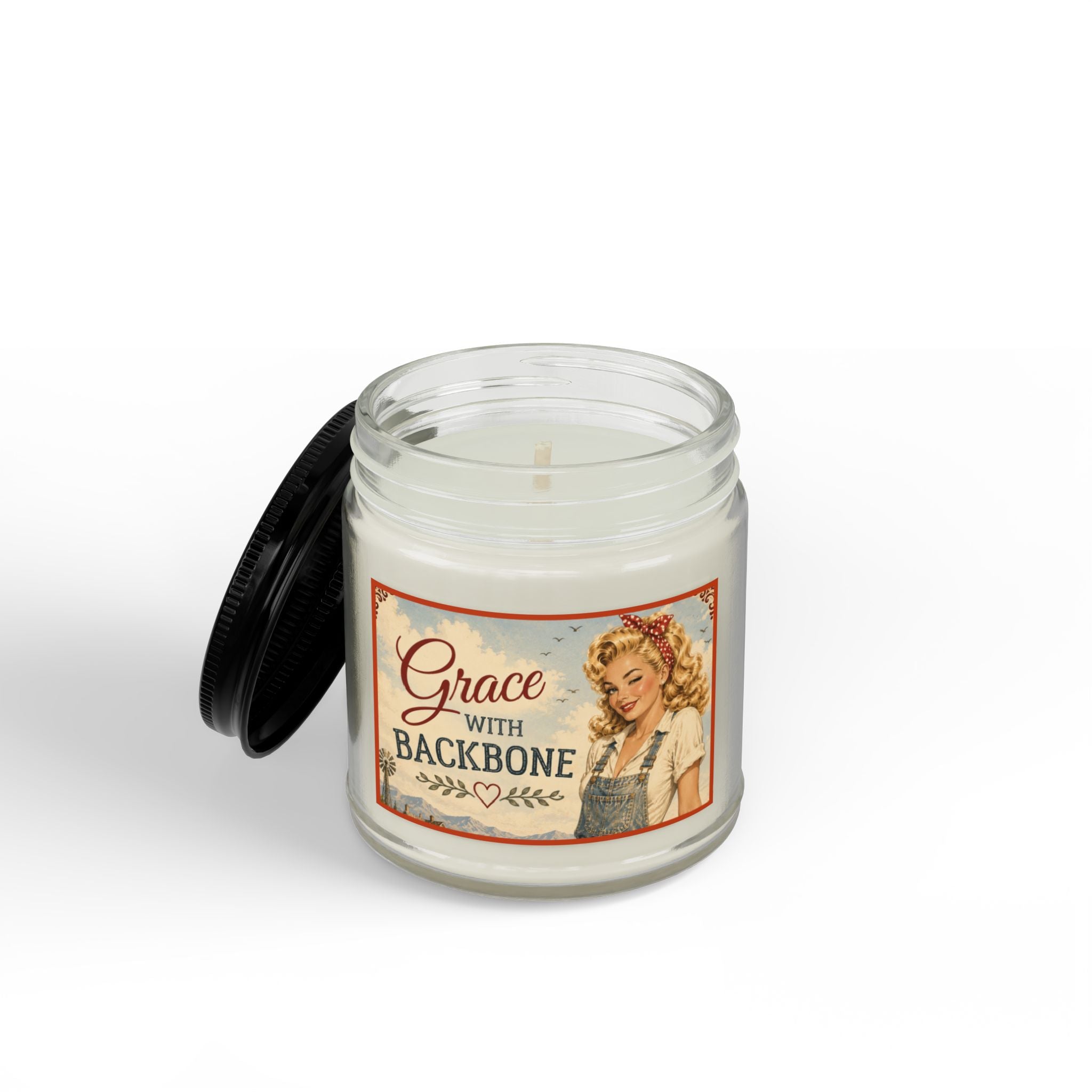 Grace With Backbone Scented Soy Candle — 4oz & 9oz Amber Jar with Black Lid | Blonde