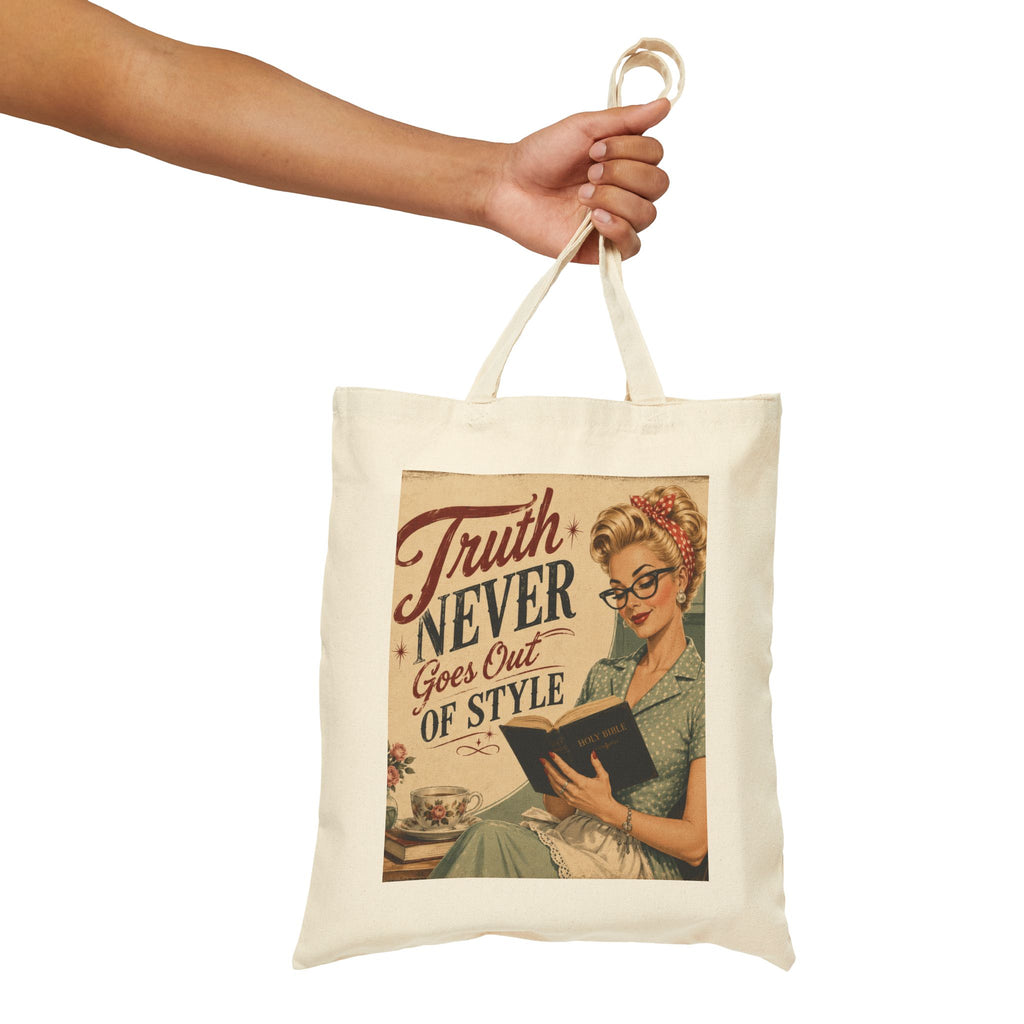 Tote Bag - Vintage 'Truth Never Goes Out of Style' Retro Reader Canvas Tote | Blonde