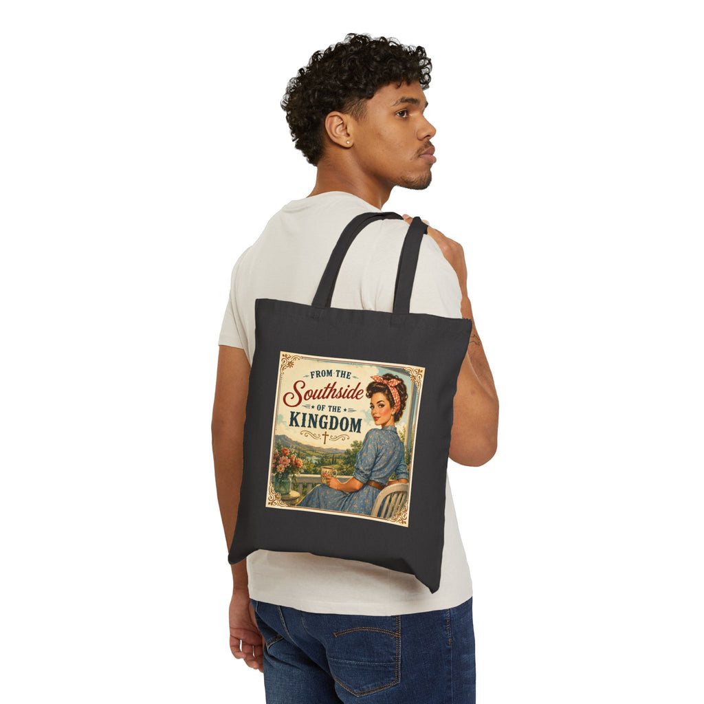 Tote Bag - Vintage 'The Southside of The Kingdom' Retro Reader Canvas Tote | Brunette