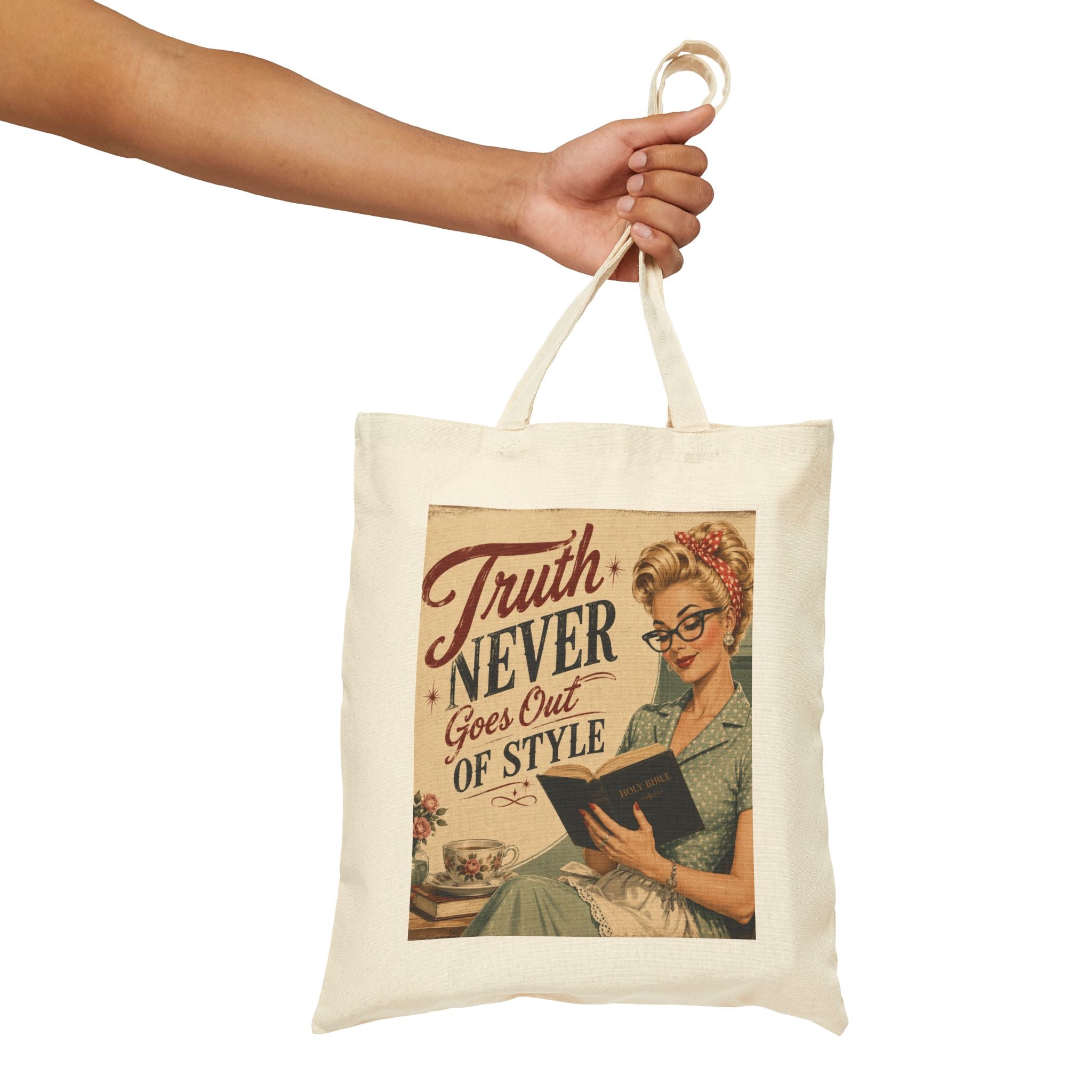 Tote Bag - Vintage 'Truth Never Goes Out of Style' Retro Reader Canvas Tote | Blonde