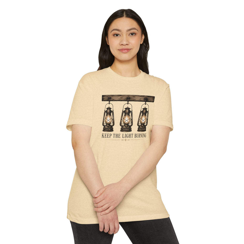 Keep The Light Burning T-Shirt — Vintage Lantern Graphic Tee