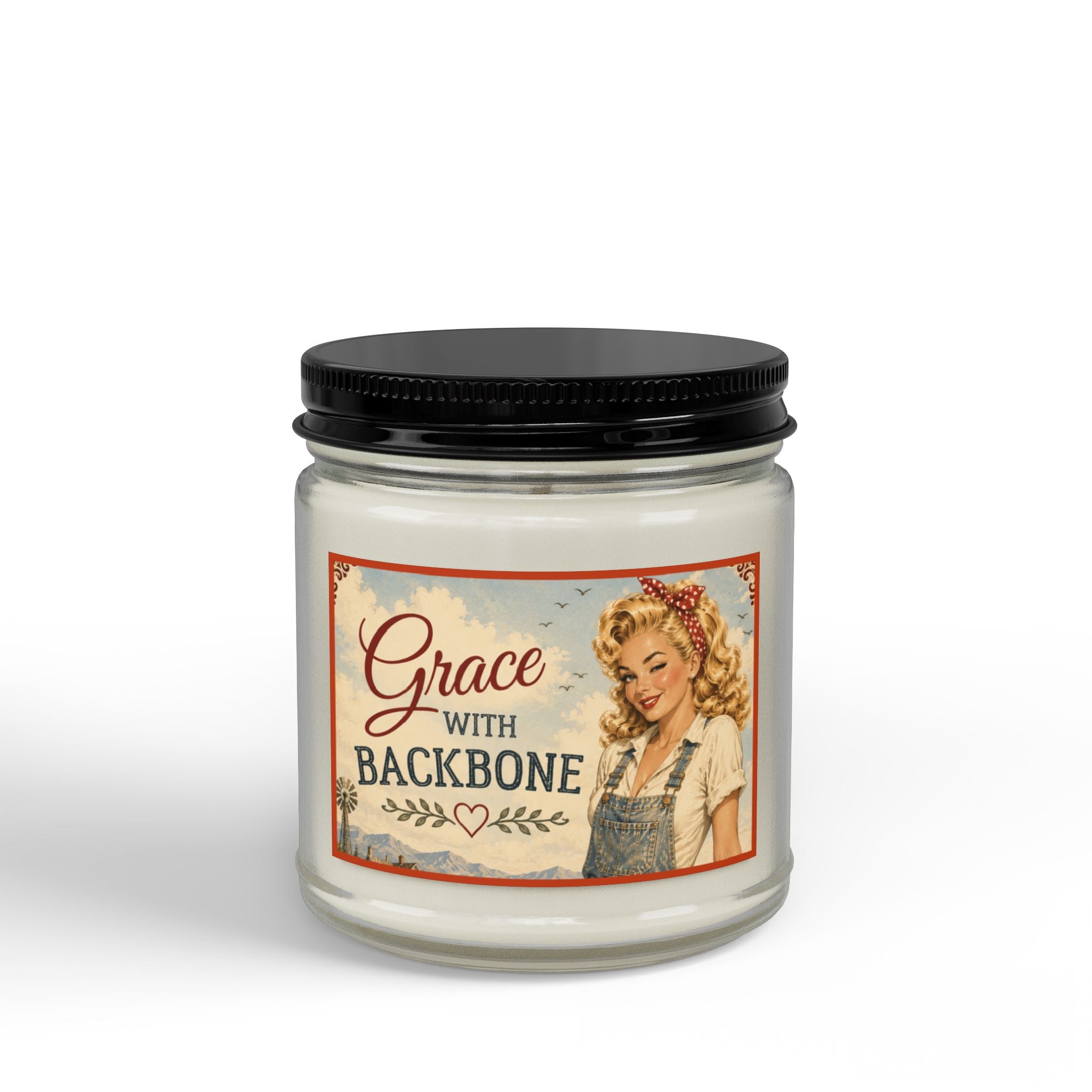 Grace With Backbone Scented Soy Candle — 4oz & 9oz Amber Jar with Black Lid | Blonde