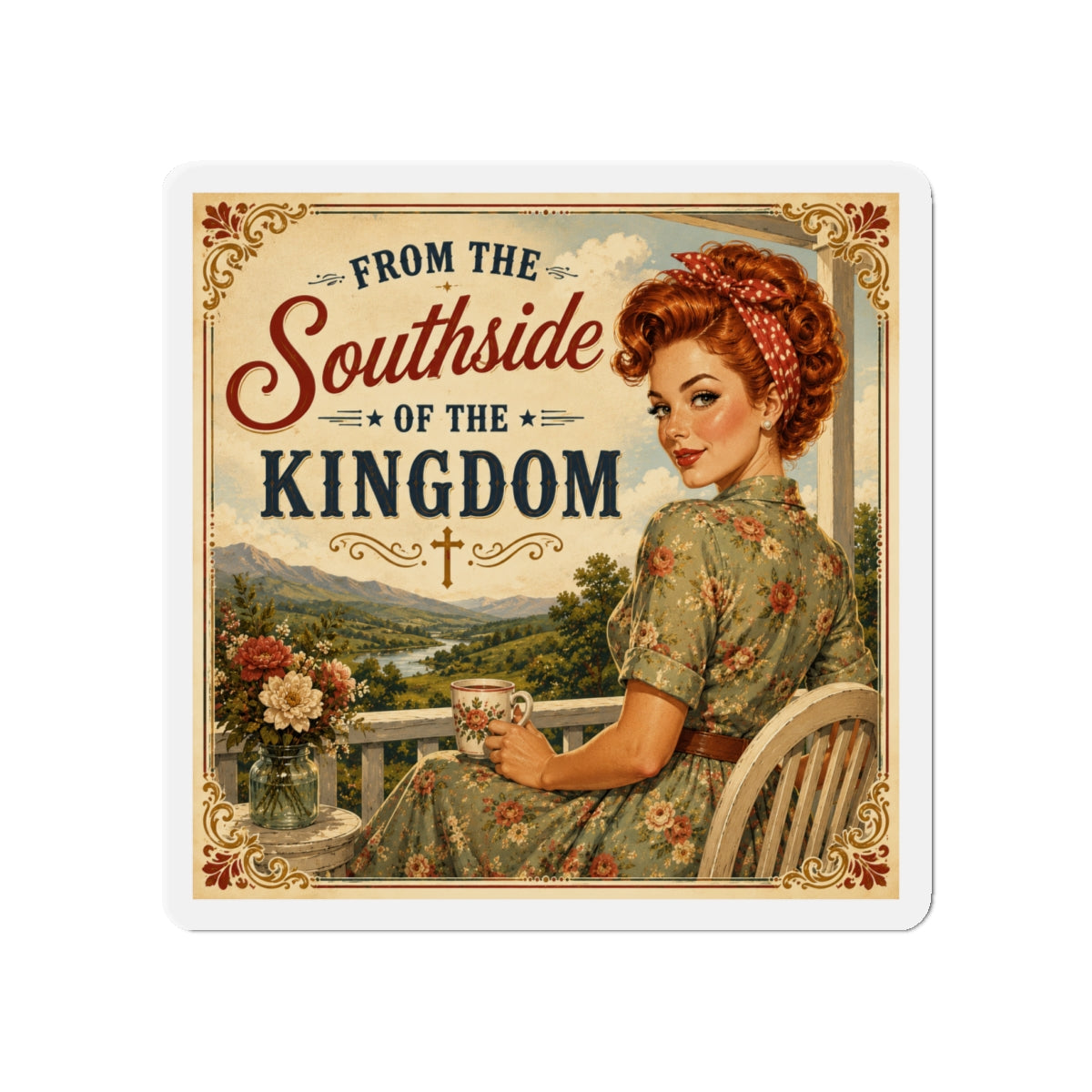 From the Southside of the Kingdom Die-Cut Magnet – Vintage Christian Home Decor | Redhead