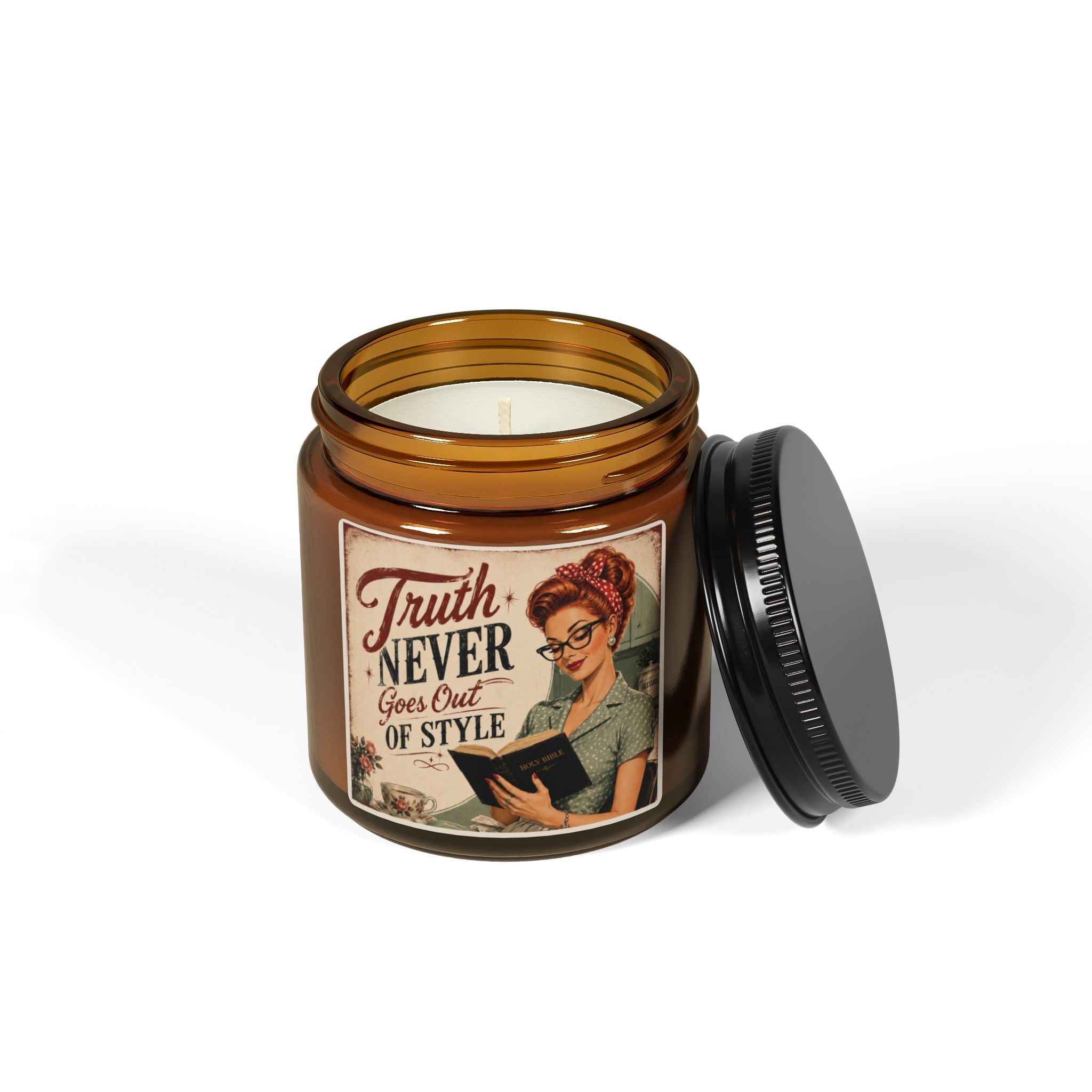Vintage 'Truth Never Goes Out of Style' Scented Soy Candle – Amber Jar | Redhead