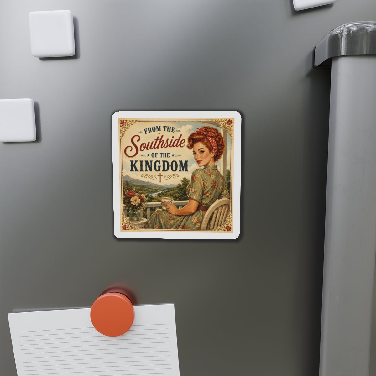 From the Southside of the Kingdom Die-Cut Magnet – Vintage Christian Home Decor | Redhead