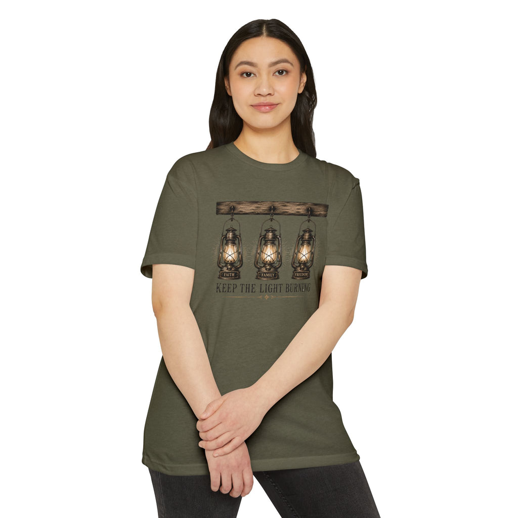 Keep The Light Burning T-Shirt — Vintage Lantern Graphic Tee