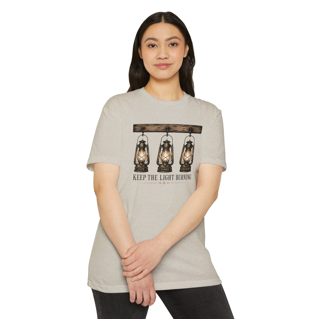 Keep The Light Burning T-Shirt — Vintage Lantern Graphic Tee