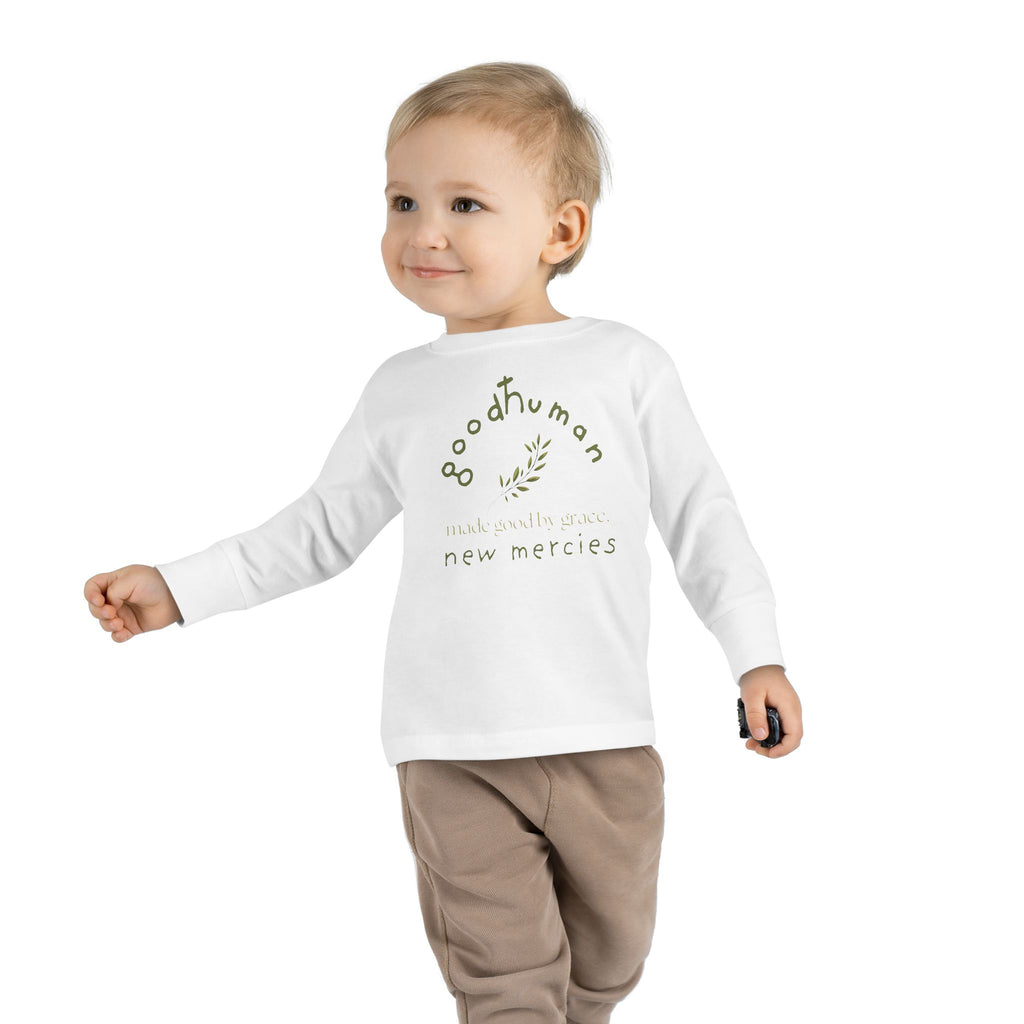Toddler Long Sleeve Tee - Good Human Design, Eco-Friendly Kids Shirt, Gift for Toddlers, Baby Shower, Birthday