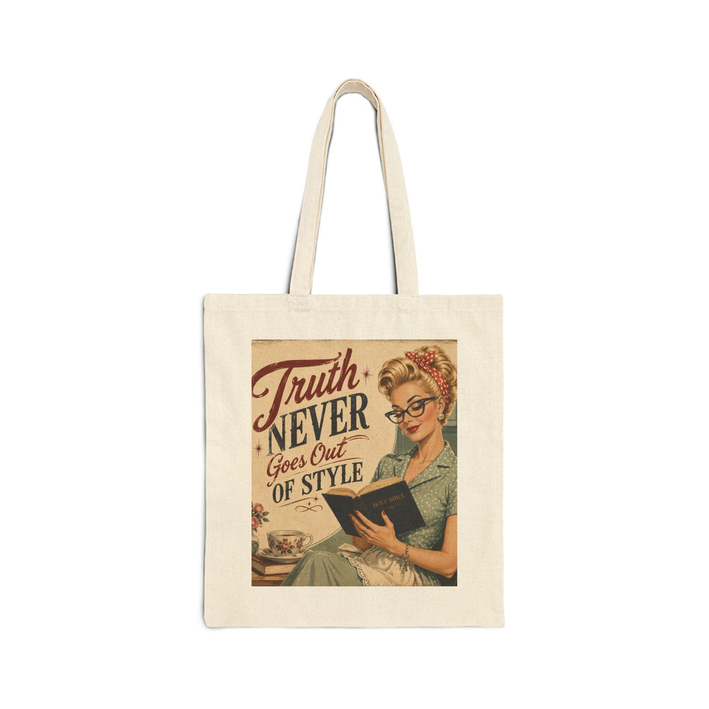 Tote Bag - Vintage 'Truth Never Goes Out of Style' Retro Reader Canvas Tote | Blonde