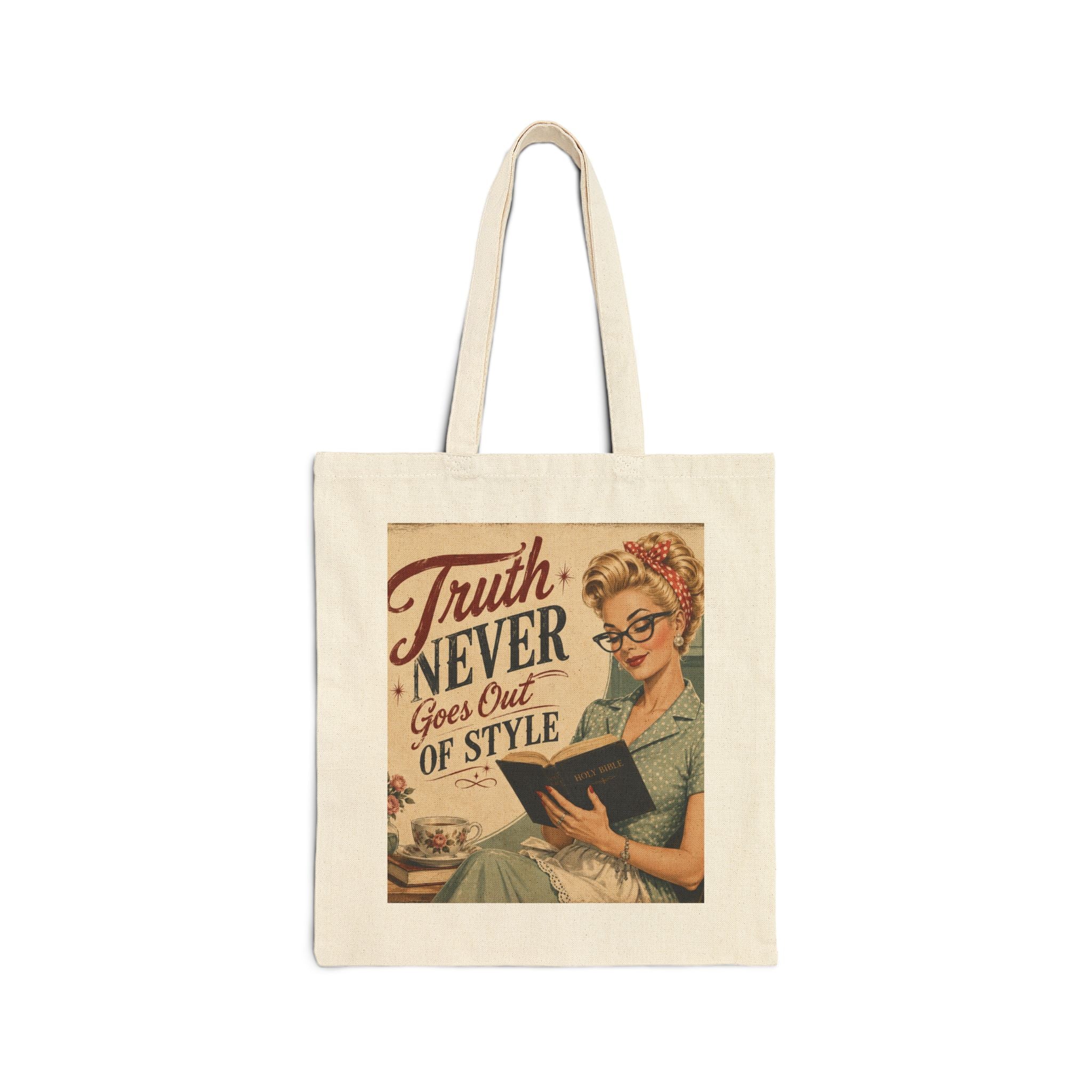 Tote Bag - Vintage 'Truth Never Goes Out of Style' Retro Reader Canvas Tote | Blonde