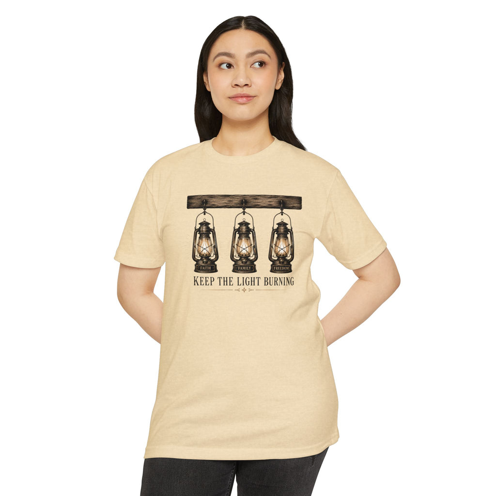 Keep The Light Burning T-Shirt — Vintage Lantern Graphic Tee