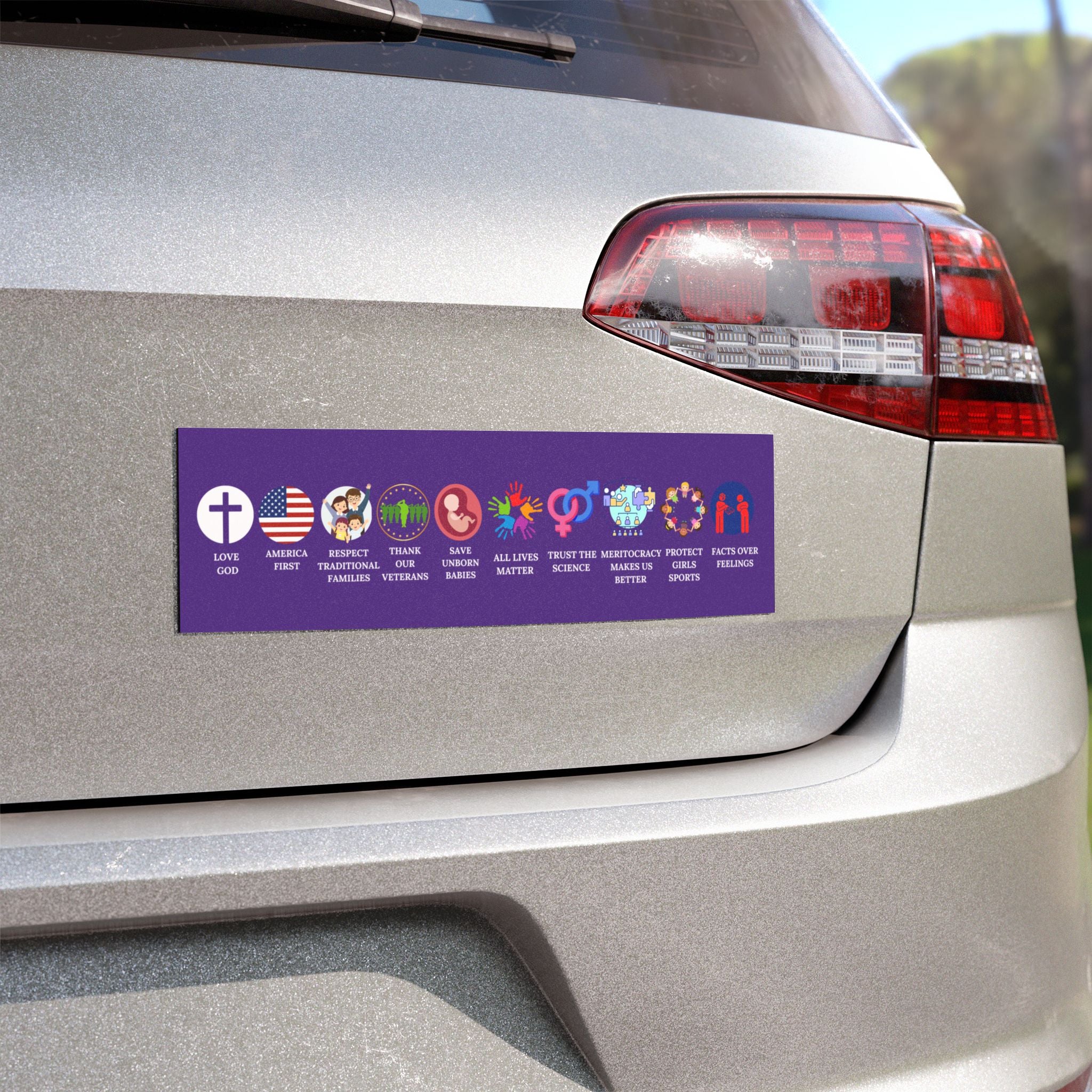 Conservative Values Car Magnets: Purple