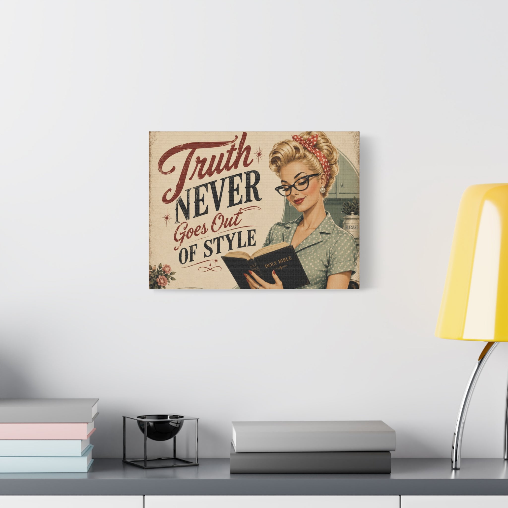 Retro Pin-Up Canvas Wall Art — "Truth Never Goes Out of Style"