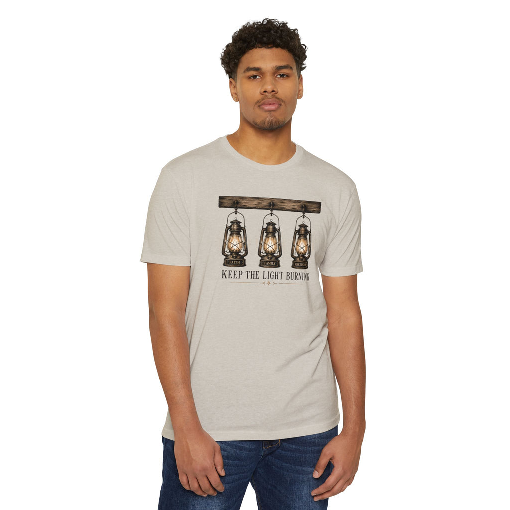 Keep The Light Burning T-Shirt — Vintage Lantern Graphic Tee