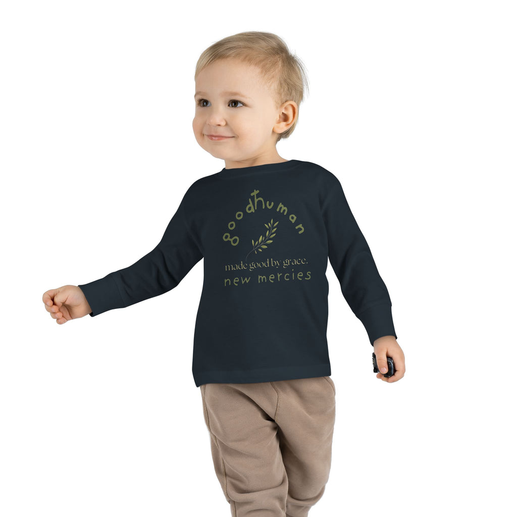 Toddler Long Sleeve Tee - Good Human Design, Eco-Friendly Kids Shirt, Gift for Toddlers, Baby Shower, Birthday