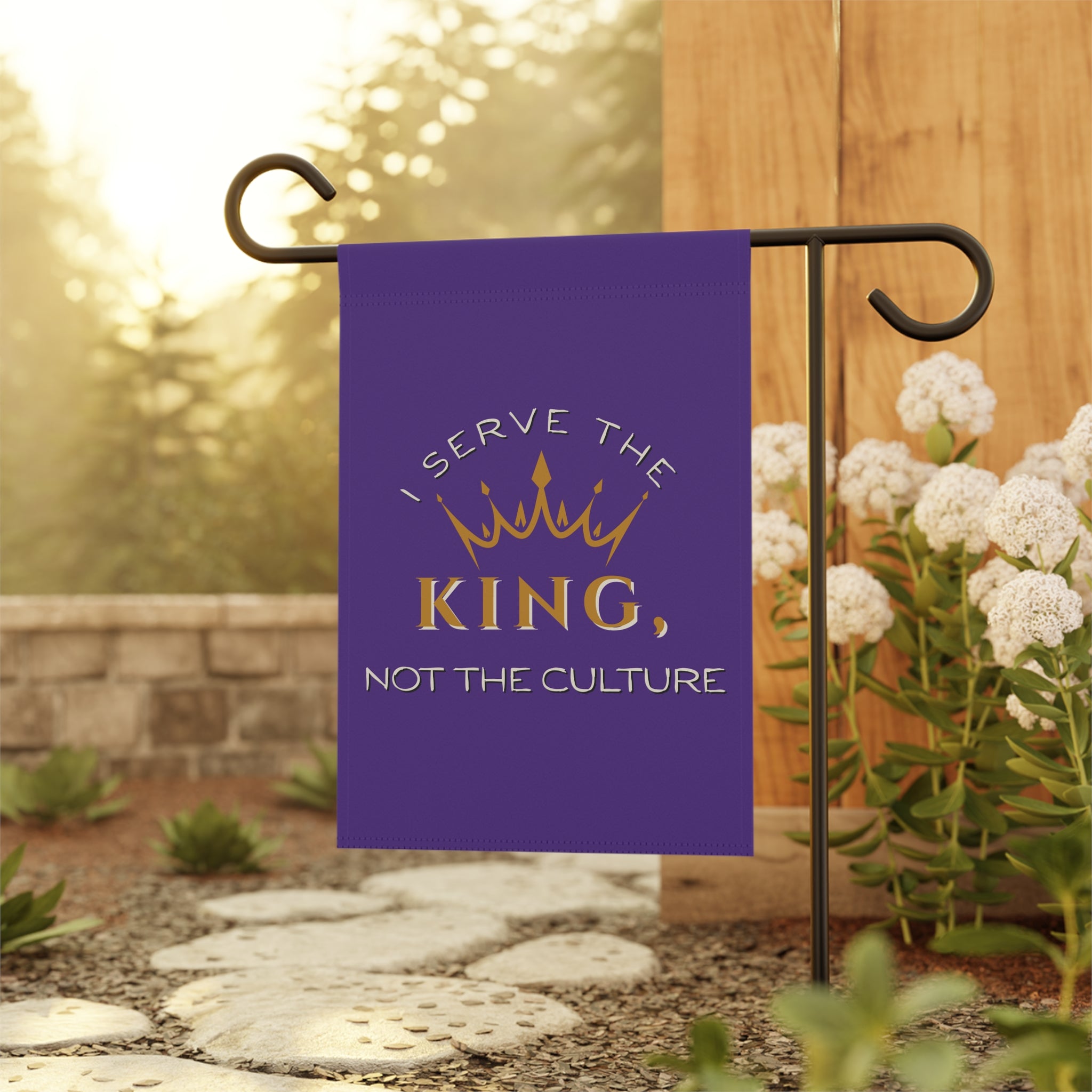 Christian Outdoor Garden Banner - "I Serve the King, Not the Culture"