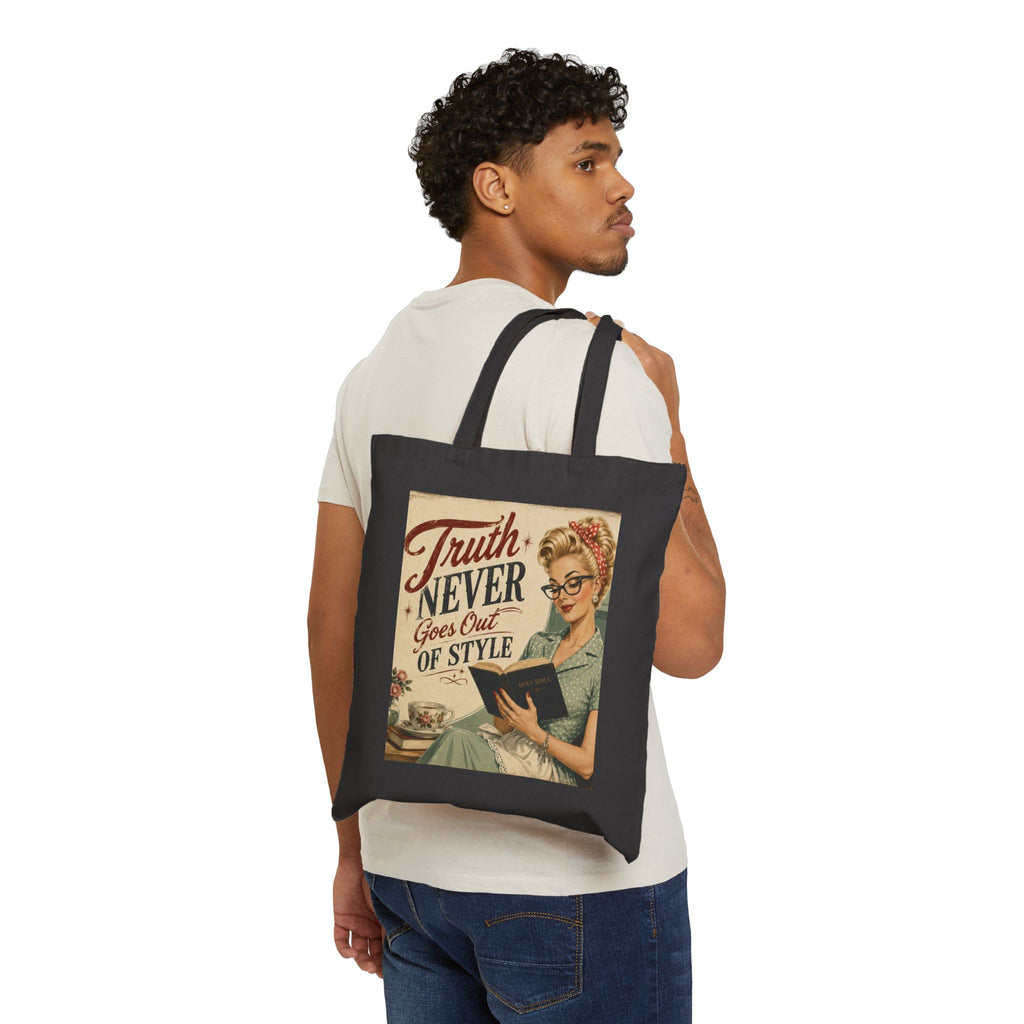 Tote Bag - Vintage 'Truth Never Goes Out of Style' Retro Reader Canvas Tote | Blonde