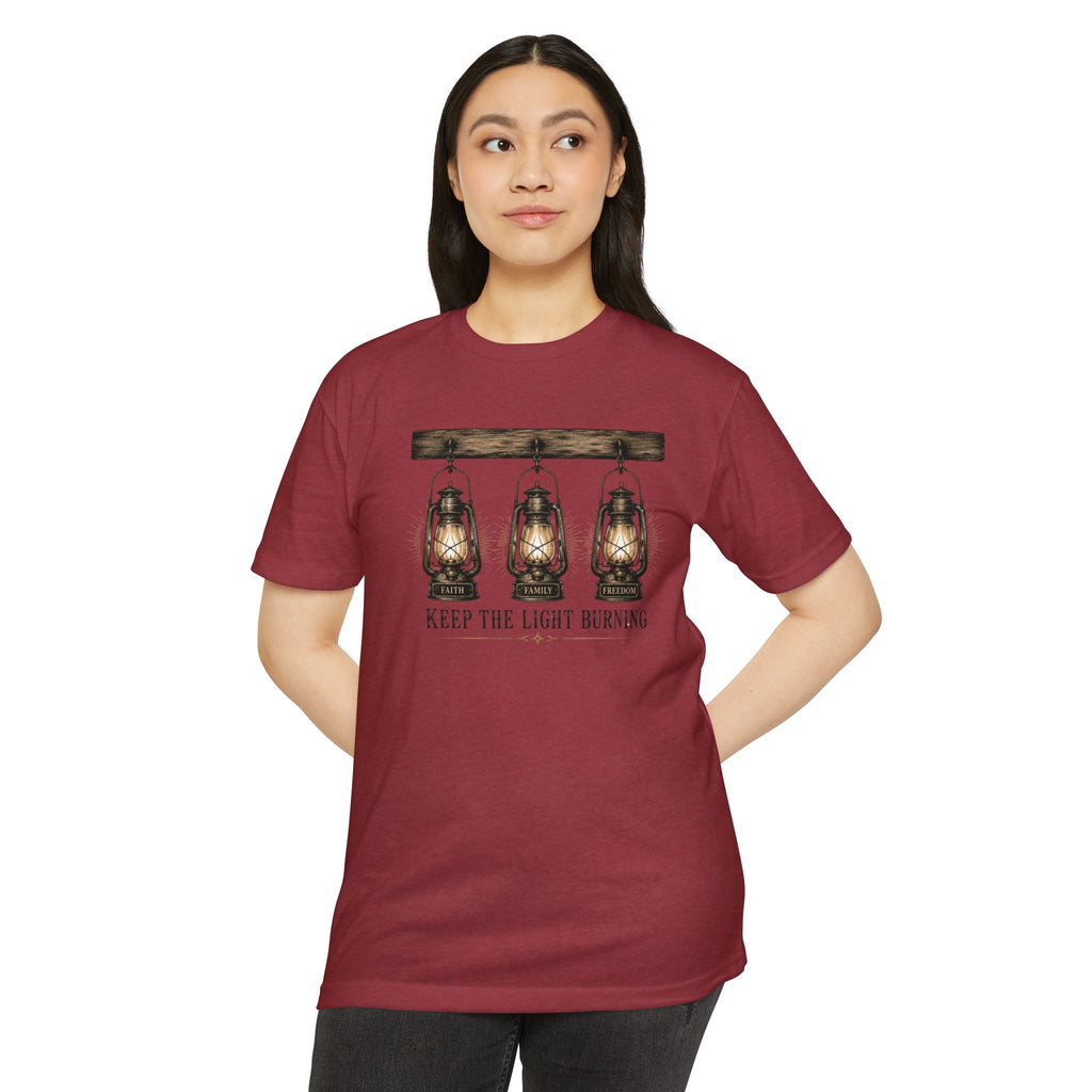 Keep The Light Burning T-Shirt — Vintage Lantern Graphic Tee