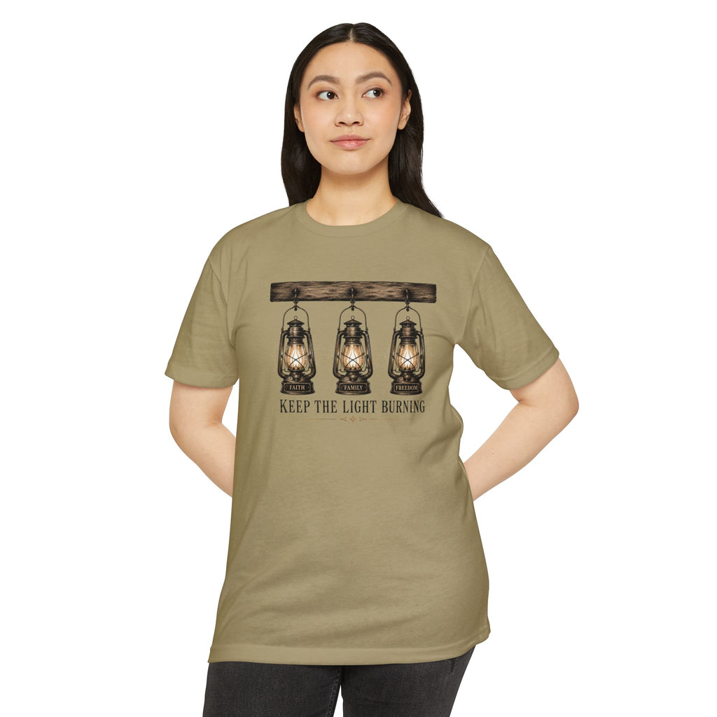 Keep The Light Burning T-Shirt — Vintage Lantern Graphic Tee