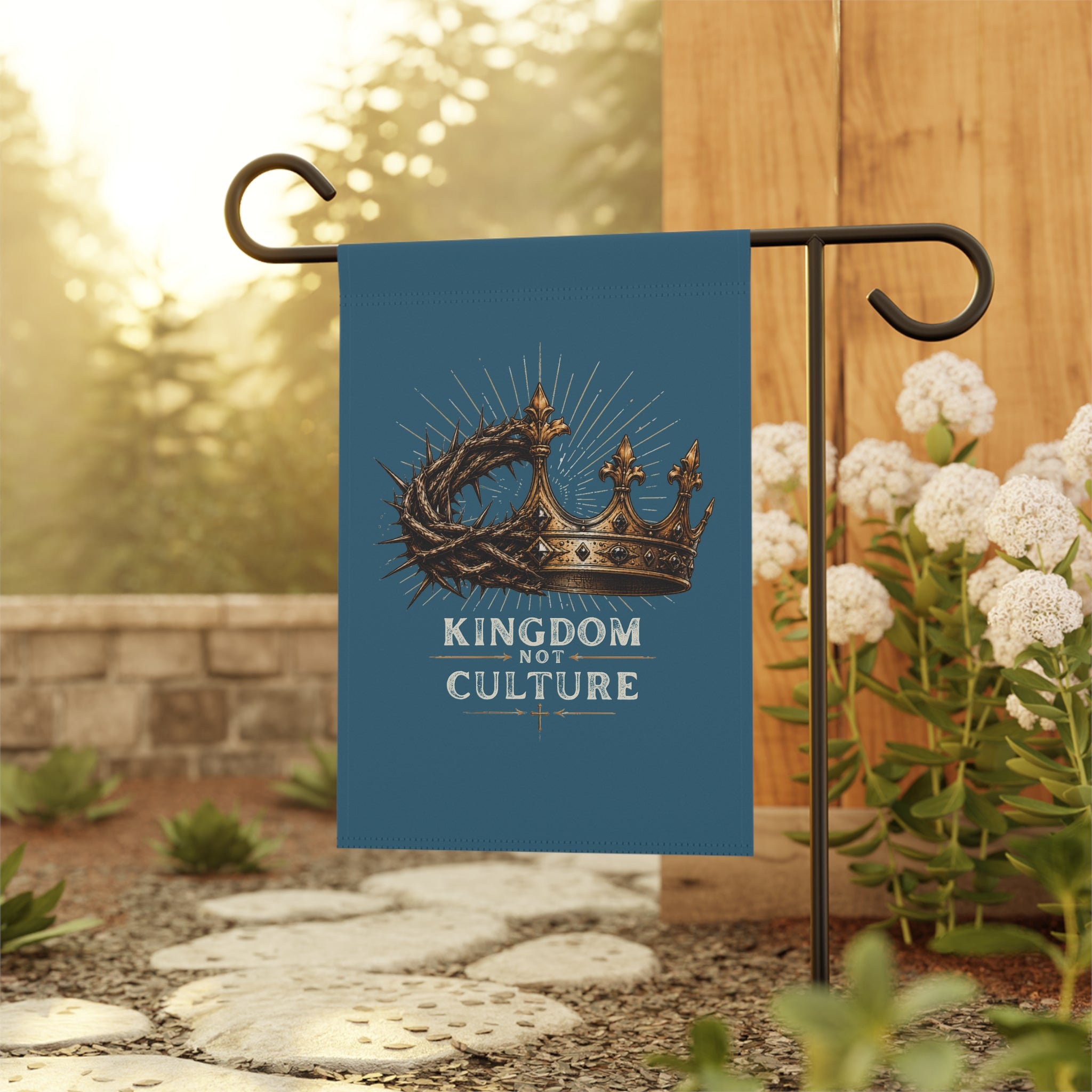 Garden Flag — "Kingdom Not Culture" Crown & Thorns Decorative House Banner