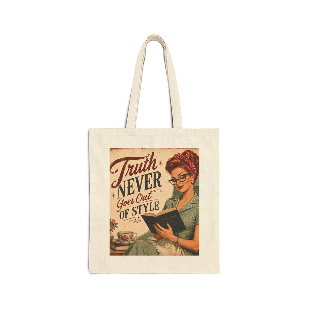 Tote Bag - Vintage 'Truth Never Goes Out of Style' Retro Reader Canvas Tote | Redhead