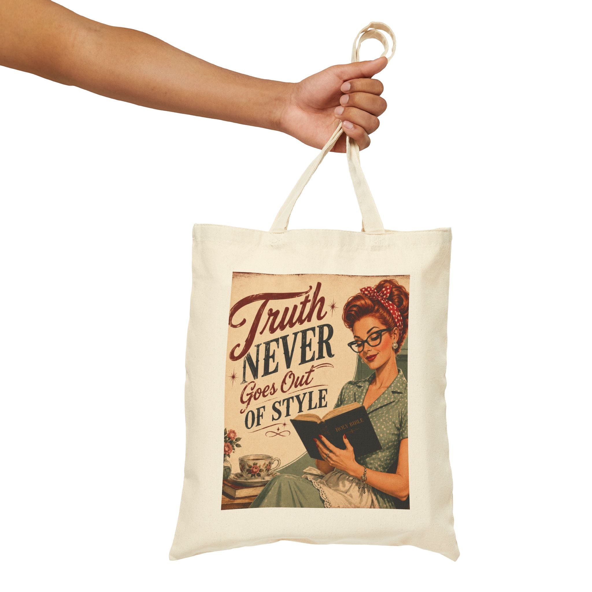 Tote Bag - Vintage 'Truth Never Goes Out of Style' Retro Reader Canvas Tote | Redhead