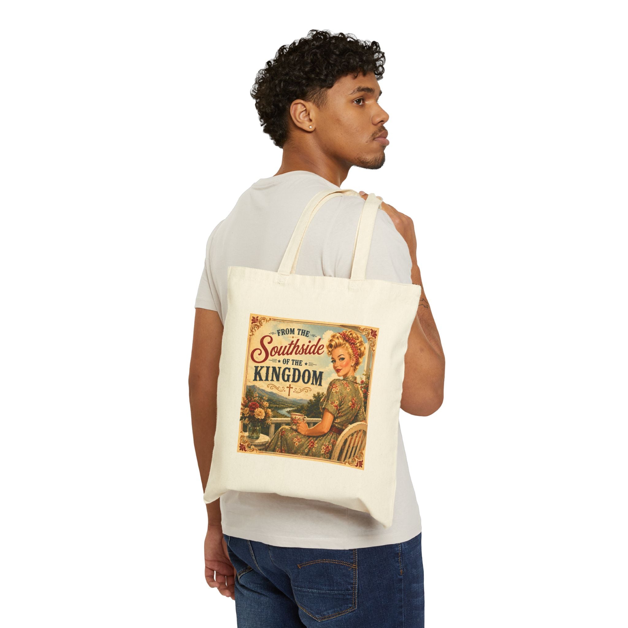 Bag - Vintage 'The Southside of The Kingdom' Retro Reader Canvas Tote | Blonde