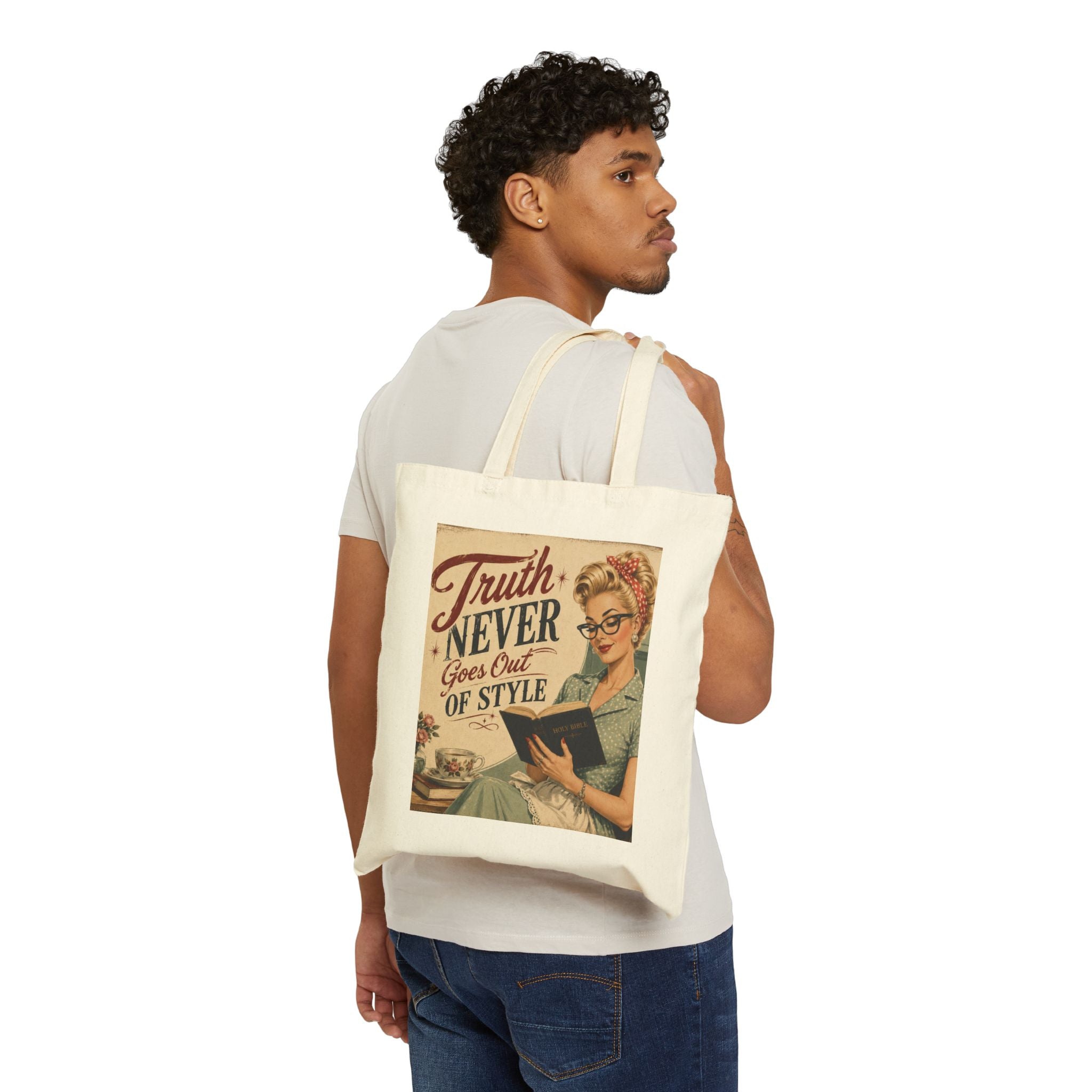 Tote Bag - Vintage 'Truth Never Goes Out of Style' Retro Reader Canvas Tote | Blonde