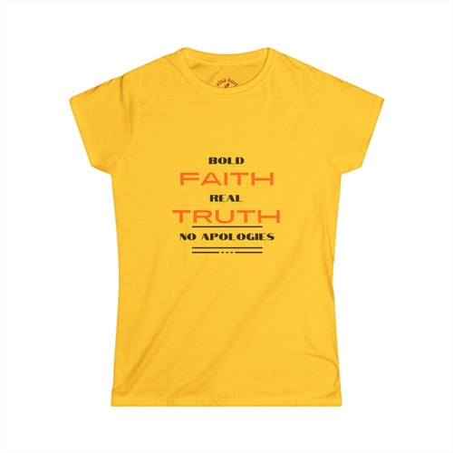 Bold Faith Real Truth "No Apologies" Women's Tee — Christian Inspirational Shirt