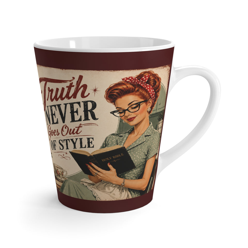 Latte Mug — Retro 'Truth Never Goes Out of Style' Vintage Style Coffee Cup | Redhead