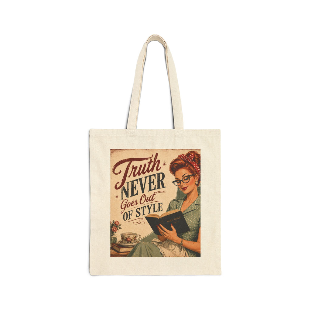 Tote Bag - Vintage 'Truth Never Goes Out of Style' Retro Reader Canvas Tote | Redhead