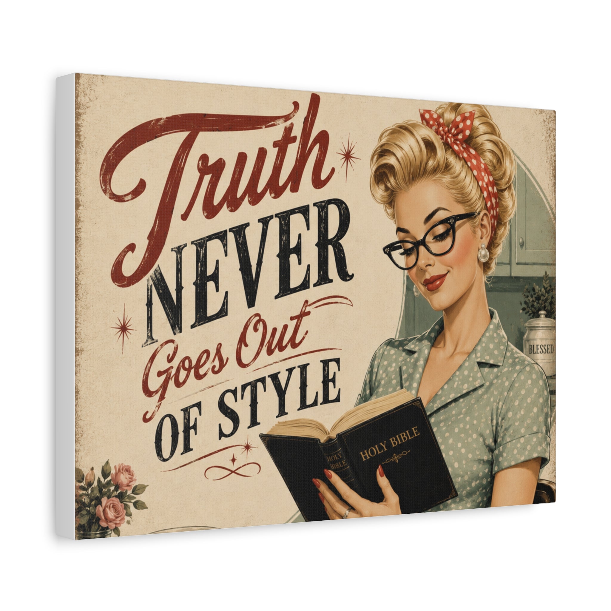 Retro Pin-Up Canvas Wall Art — "Truth Never Goes Out of Style"