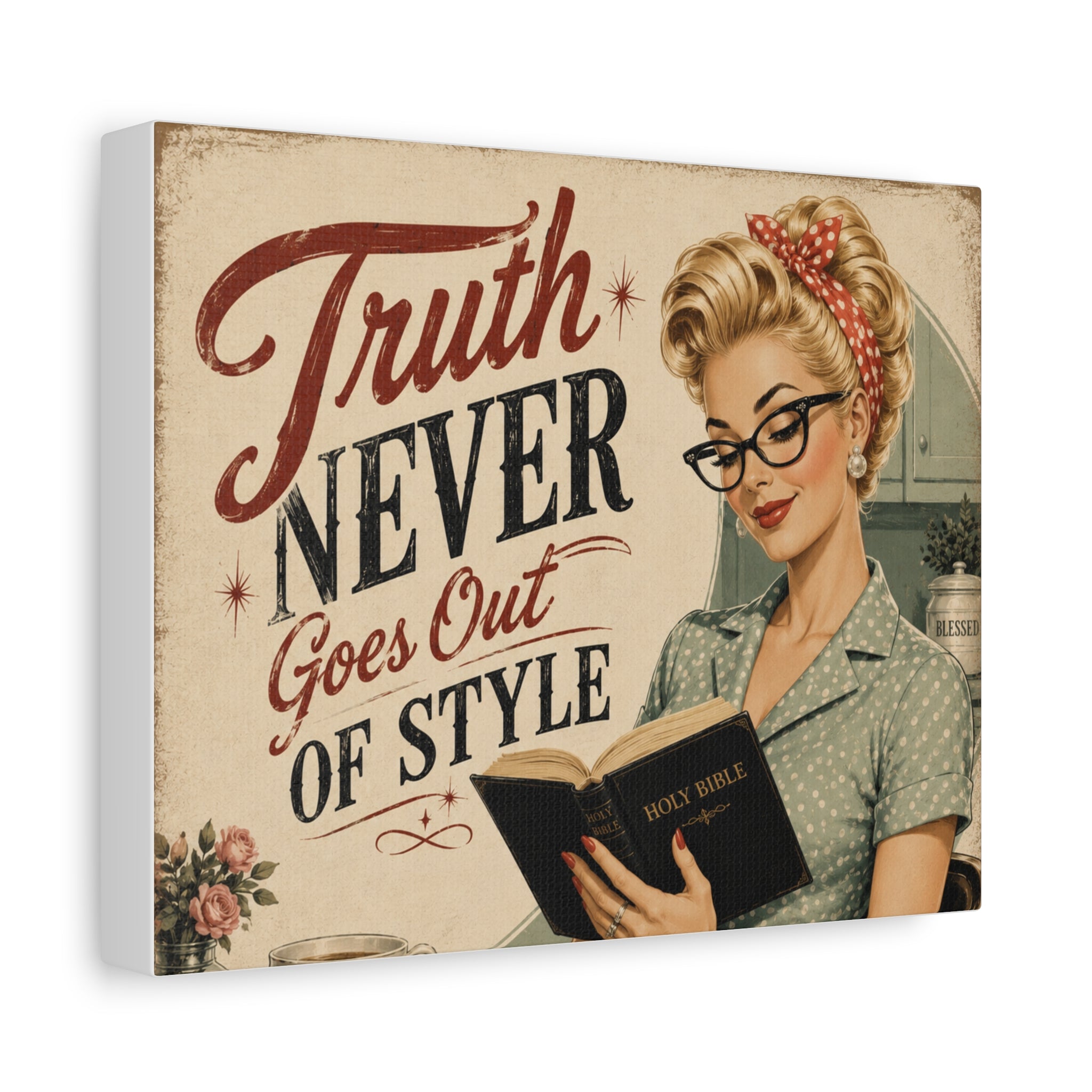 Retro Pin-Up Canvas Wall Art — "Truth Never Goes Out of Style"