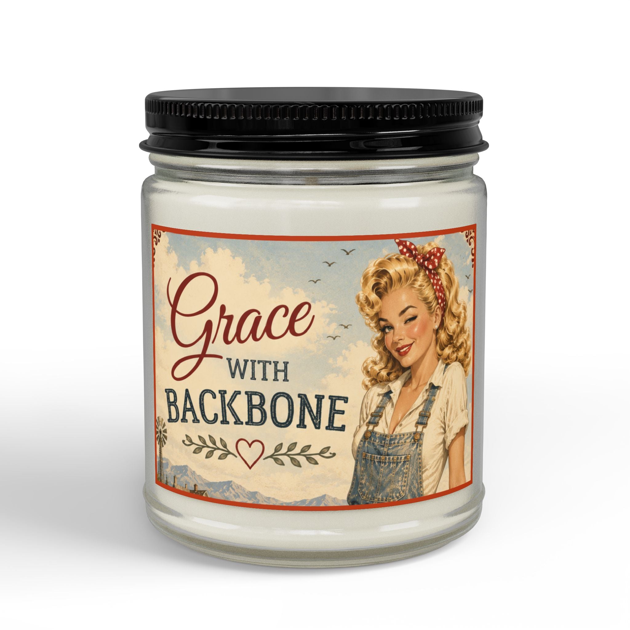 Grace With Backbone Scented Soy Candle — 4oz & 9oz Amber Jar with Black Lid | Blonde