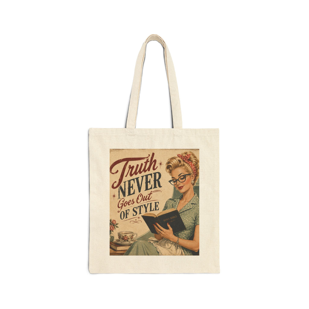 Tote Bag - Vintage 'Truth Never Goes Out of Style' Retro Reader Canvas Tote | Blonde