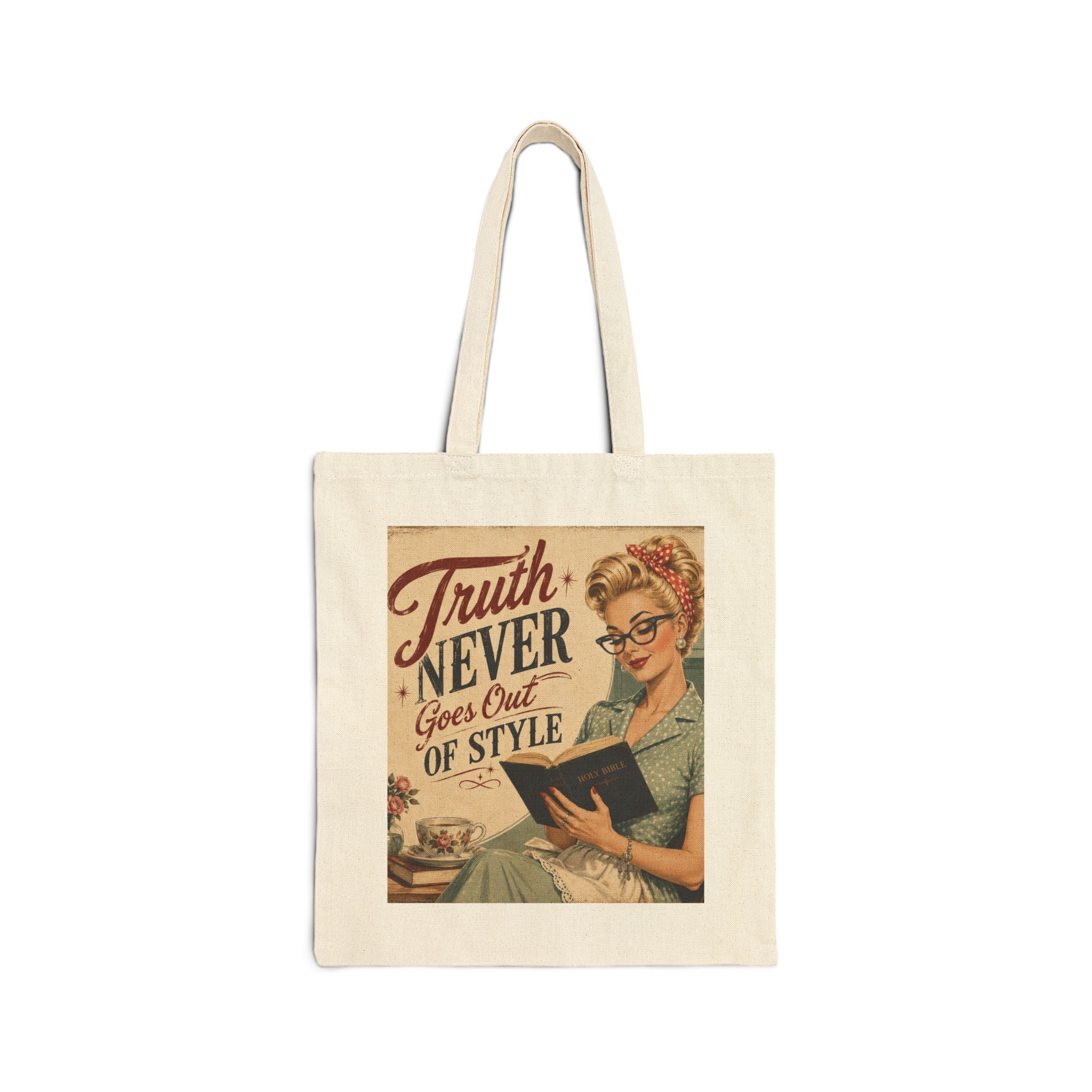 Tote Bag - Vintage 'Truth Never Goes Out of Style' Retro Reader Canvas Tote | Blonde