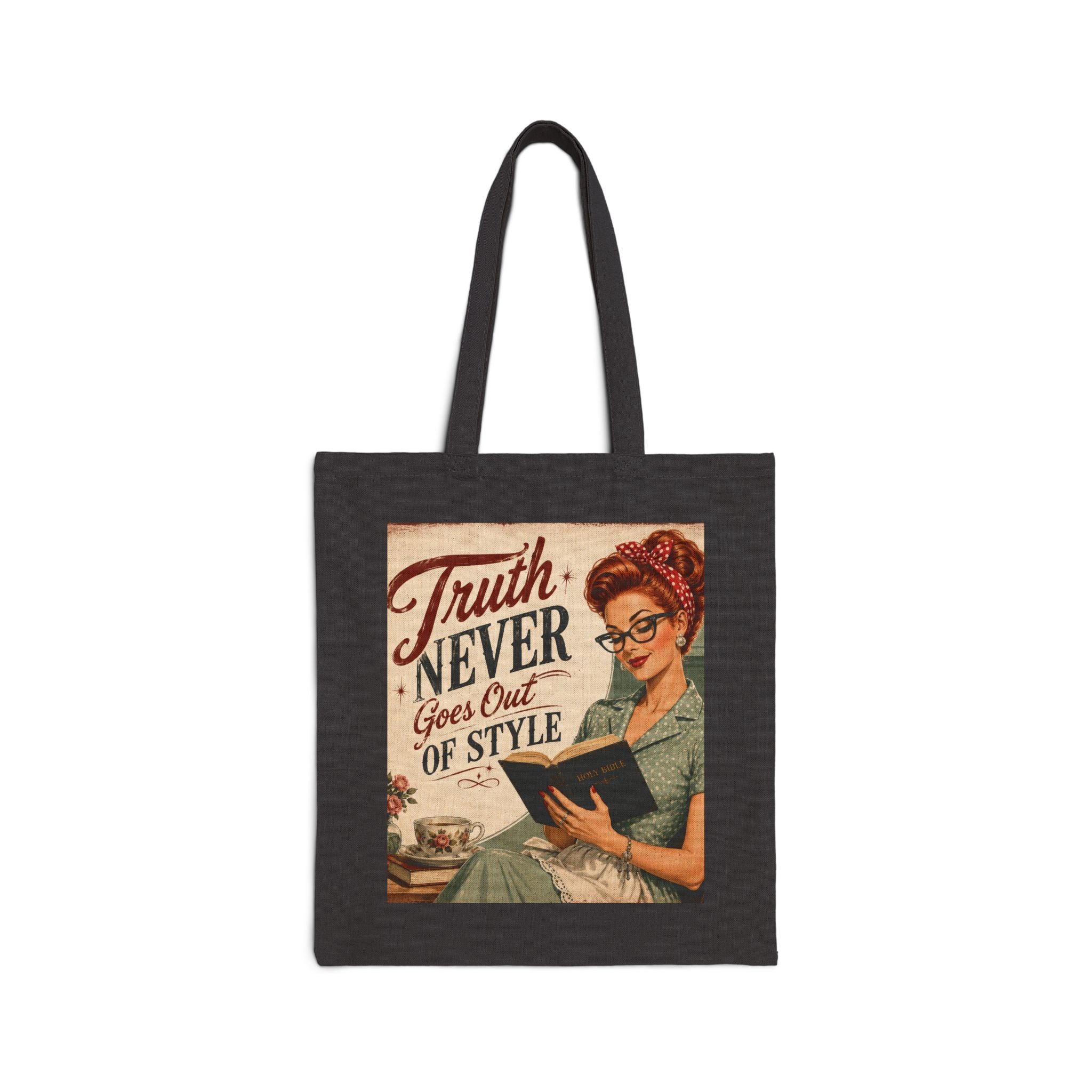Tote Bag - Vintage 'Truth Never Goes Out of Style' Retro Reader Canvas Tote | Redhead